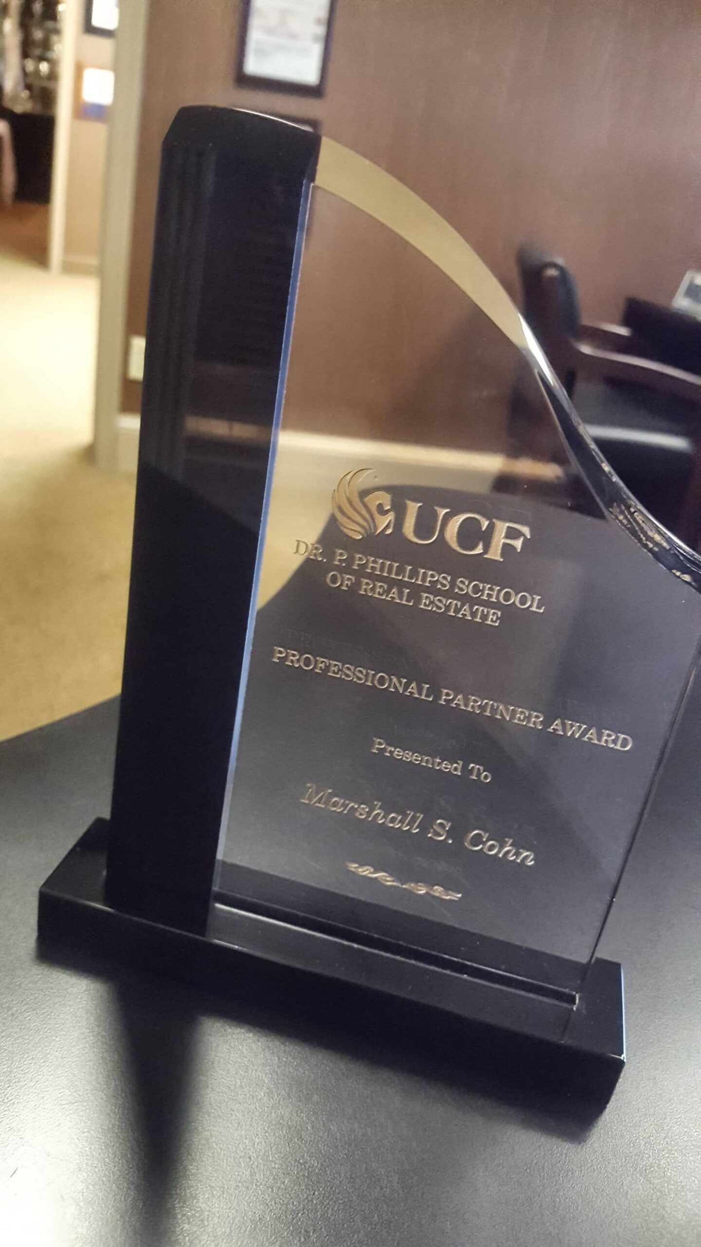 MARSHALL COHN RECEIVES UCF REAL ESTATE AWARD Dunhill Management